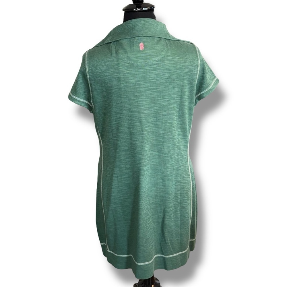 TOMMY BAHAMA Tobago Bay Half-Zip Short-Sleeve Dress - XL Dark Spearmint - Picture 4 of 13